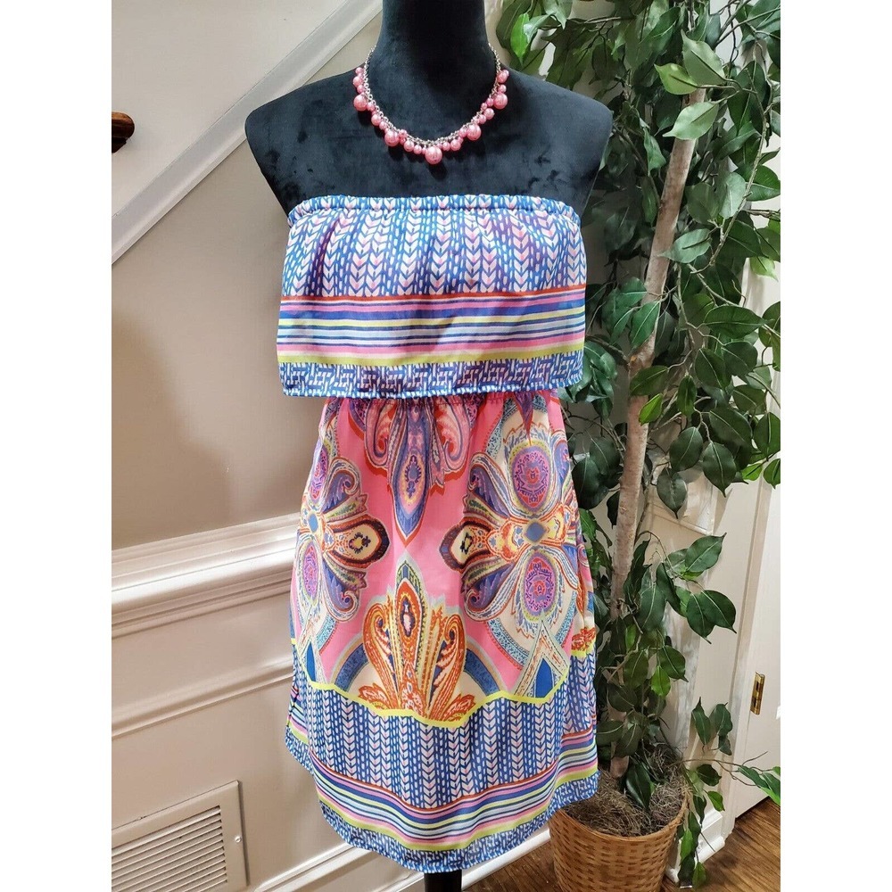 Red Camel Women's Multicolor Polyester Off The Shoulder Knee Length Dress Size M